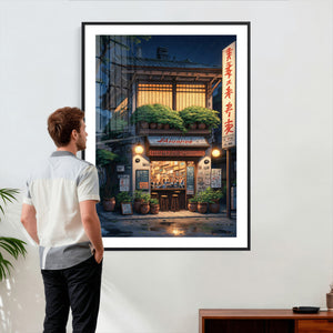 Evening at the Ramen Shop Canvas Wall Art — Japan Night
