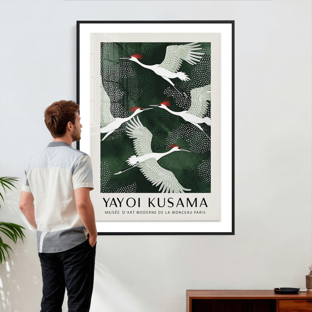 Yayoi Kusama Crane Bird Wall Art Canvas Print, Japanese
