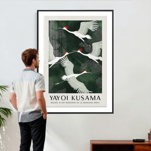 Yayoi Kusama Crane Bird Wall Art Canvas Print, Japanese