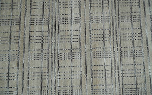 Checkered 8x10 Hand Made Black and Beige Blended Wool Area Rug