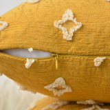 18''x18'' Tufted Floral 100% cotton Throw Pillow | 7 Colors – Textured Daisy Stitch Design | Boho Chic Couch & Bedroom Accent | Insert Included