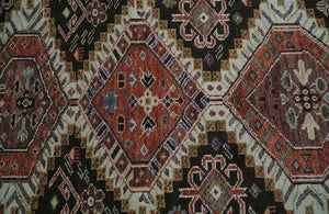 Hand Knotted Rust and Black Traditional Multi Size Wool Area Rug