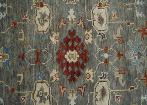 Hand Knotted Gray, Red and Beige Traditional Vintage Style Custom Made Wool Area Rug
