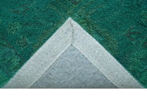 Custom Made Overdyed Traditional Oushak Green Hand Tufted Wool Area Rug