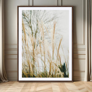 Pampas Grass Wall Art Canvas Print – Framed Neutral Tones