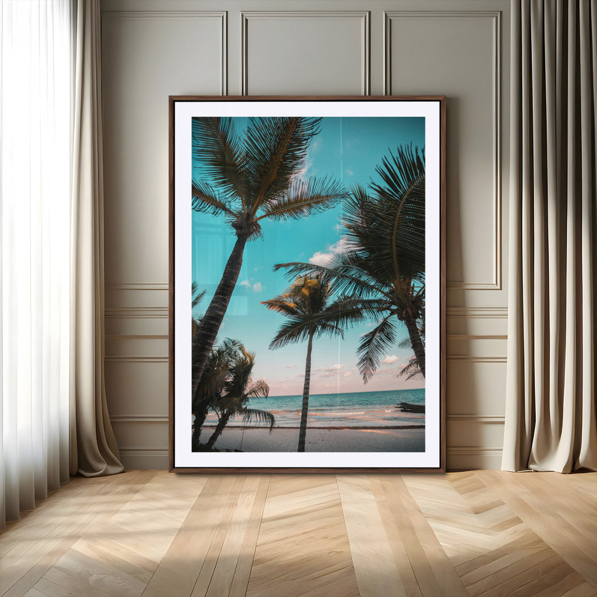 Palm Trees Wall Art Canvas Print – Framed Tropical Beach