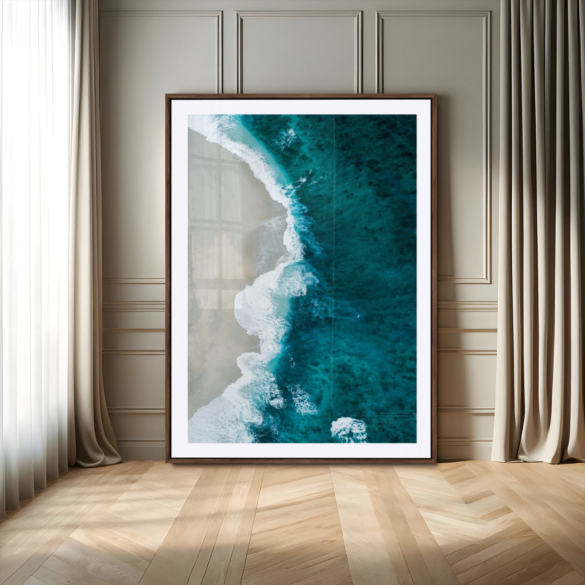 Aerial Ocean View Wall Art Canvas Print – Framed Coastal