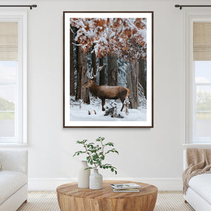 Winter Deer Landscape Wall Art Canvas Print – Serene Snowy