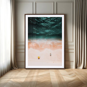 Aerial Serenity Wall Art Canvas Print – Gentle Waves Peach