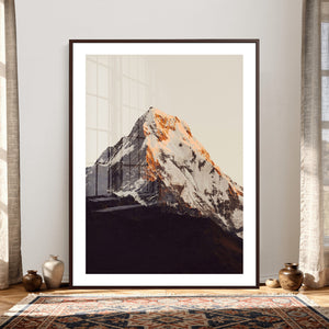 Golden Peak Mountain Wall Art Canvas Print, Minimal Alpine