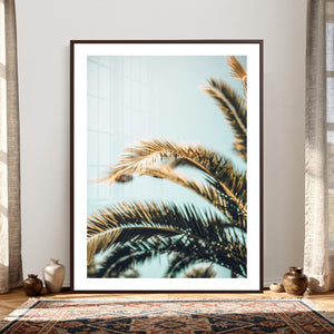 Palm Leaves Wall Art Canvas Print, Minimal Tropical Palm