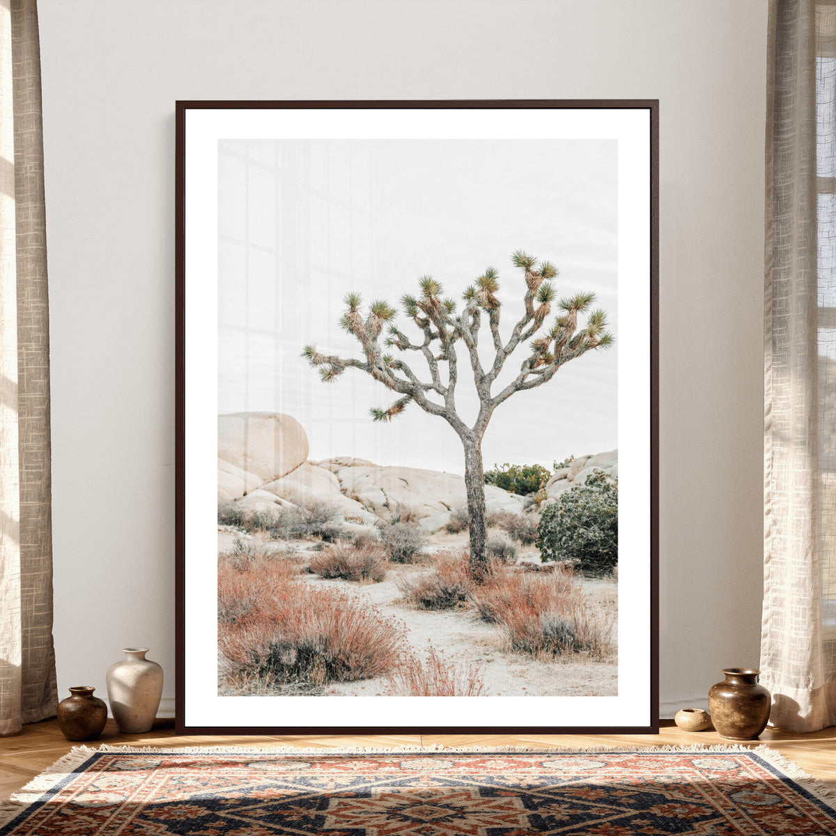 Joshua Tree Desert Wall Art Canvas Print, Minimal Southwest