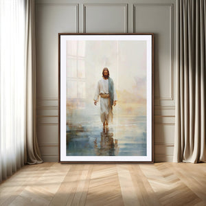 Jesus Walking on Water Wall Art Canvas Print, Christian Wall