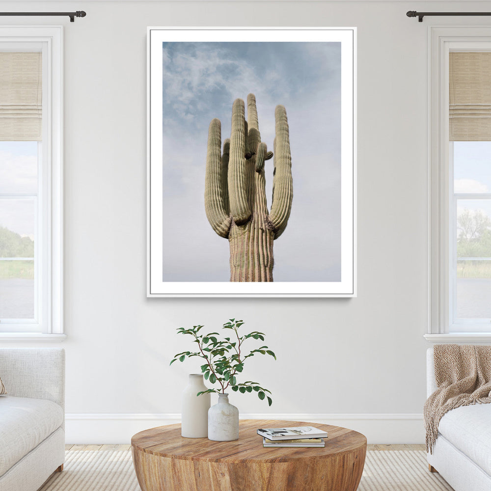 Saguaro Cactus Wall Art Canvas Print – Framed Earthy Desert