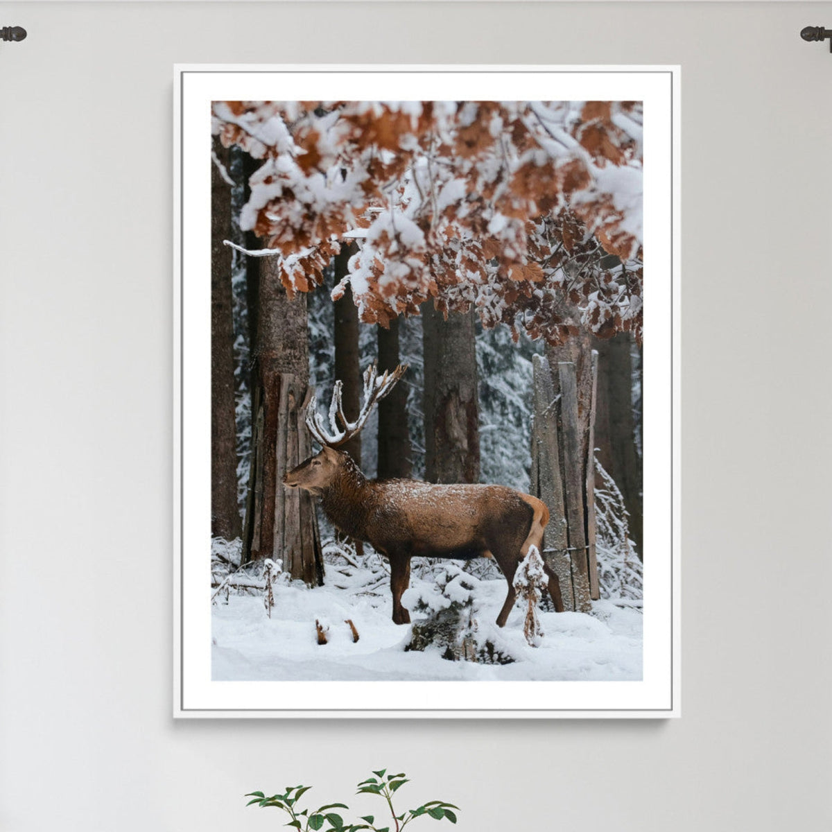 Winter Deer Landscape Wall Art Canvas Print – Serene Snowy