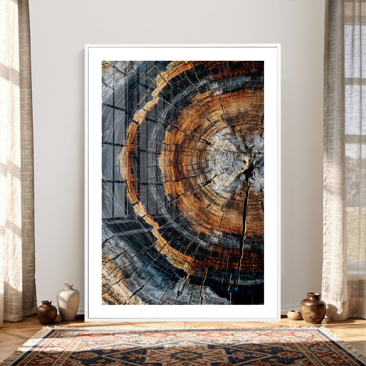 Abstract Wood Grain Canvas Print, Tree Ring Pattern Wall