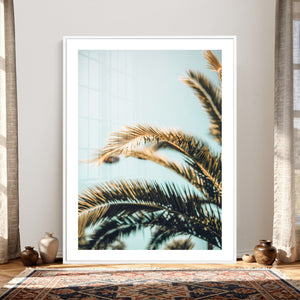 Palm Leaves Wall Art Canvas Print, Minimal Tropical Palm