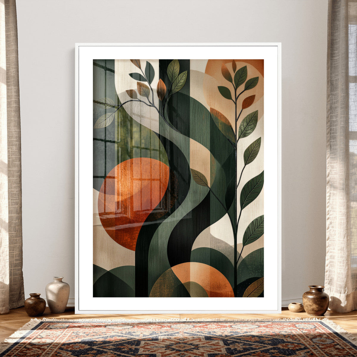 Abstract Green Flowers Wall Art Canvas Print