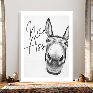 Nice Ass Funny Canvas Wall Art for Bathroom Wall Decor Cute