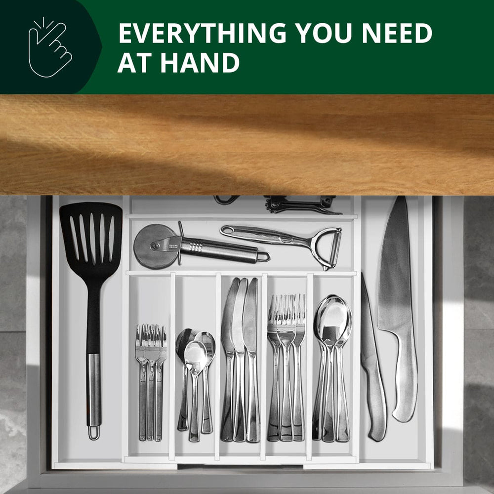 Silverware Drawer Organizer, White (9 Slots)