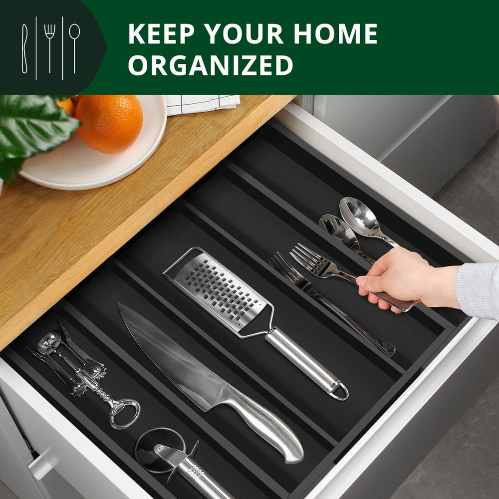 Utensil Drawer Organizer, Black (5 Slots)