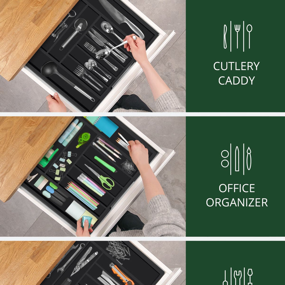 Silverware Drawer Organizer Black 9 Slots