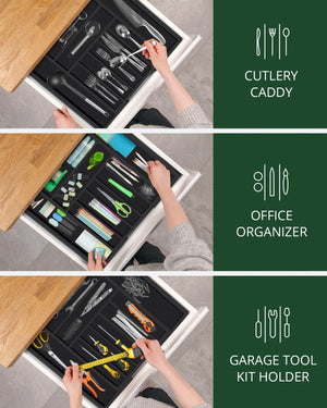 Silverware Drawer Organizer Black 9 Slots