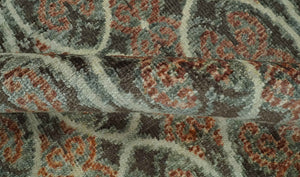 Geometrical Floral Design 5x8.6 Charcoal, Ivory and Rust Hand Knotted wool rug