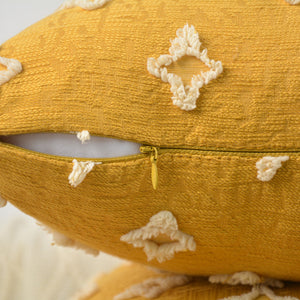 20''x20'' Tufted Floral 100% cotton Throw Pillow | 7 Colors – Textured Daisy Stitch Design | Boho Chic Couch & Bedroom Accent | Insert Included