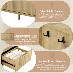 U-Style Modern Wave-Pattern Sideboard with 3 Drawers