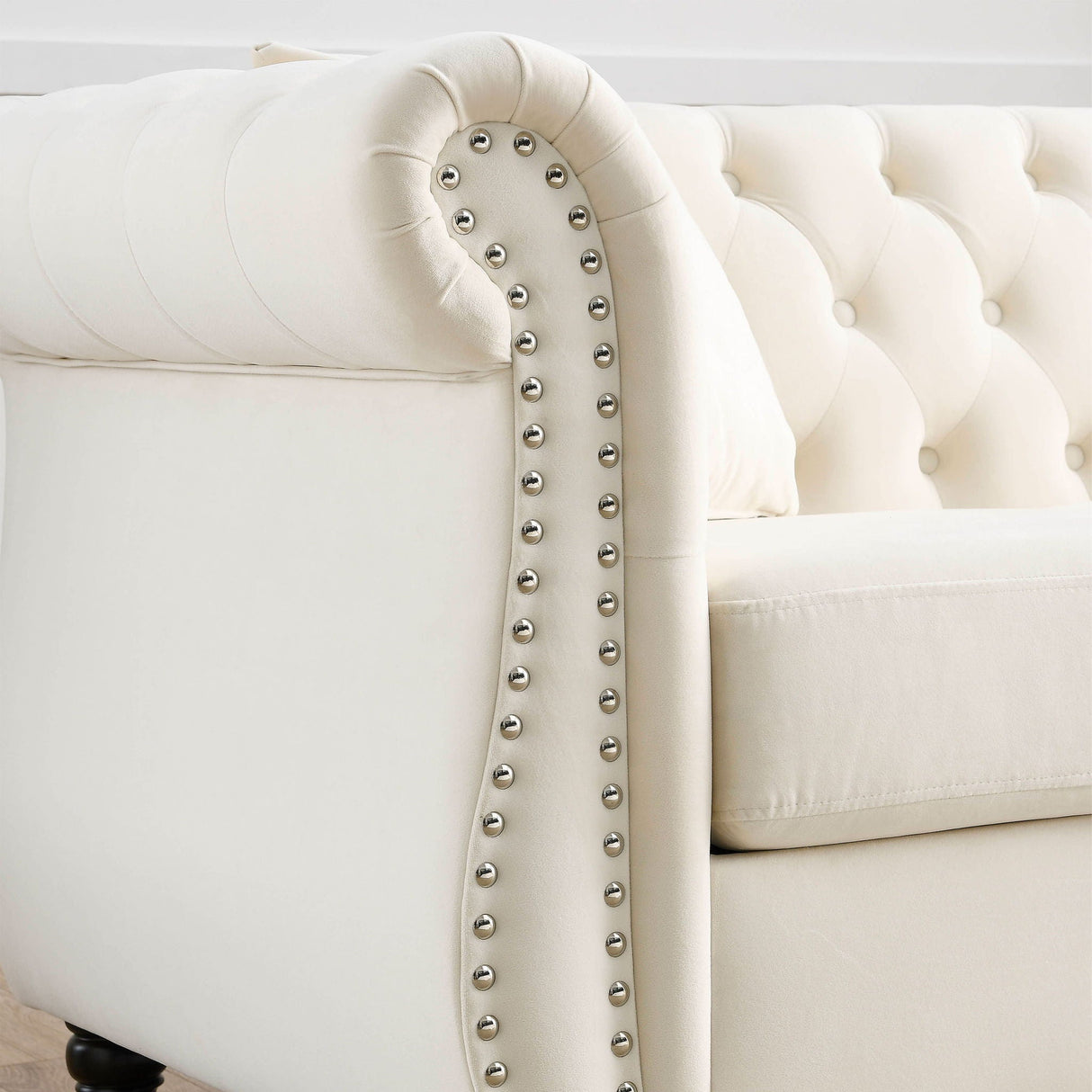 Chesterfield Sofa With Rolled Arms And Nailhead Trim