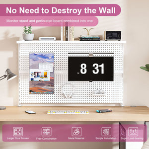 Clamp On Desk Pegboard With Single Monitor Stand