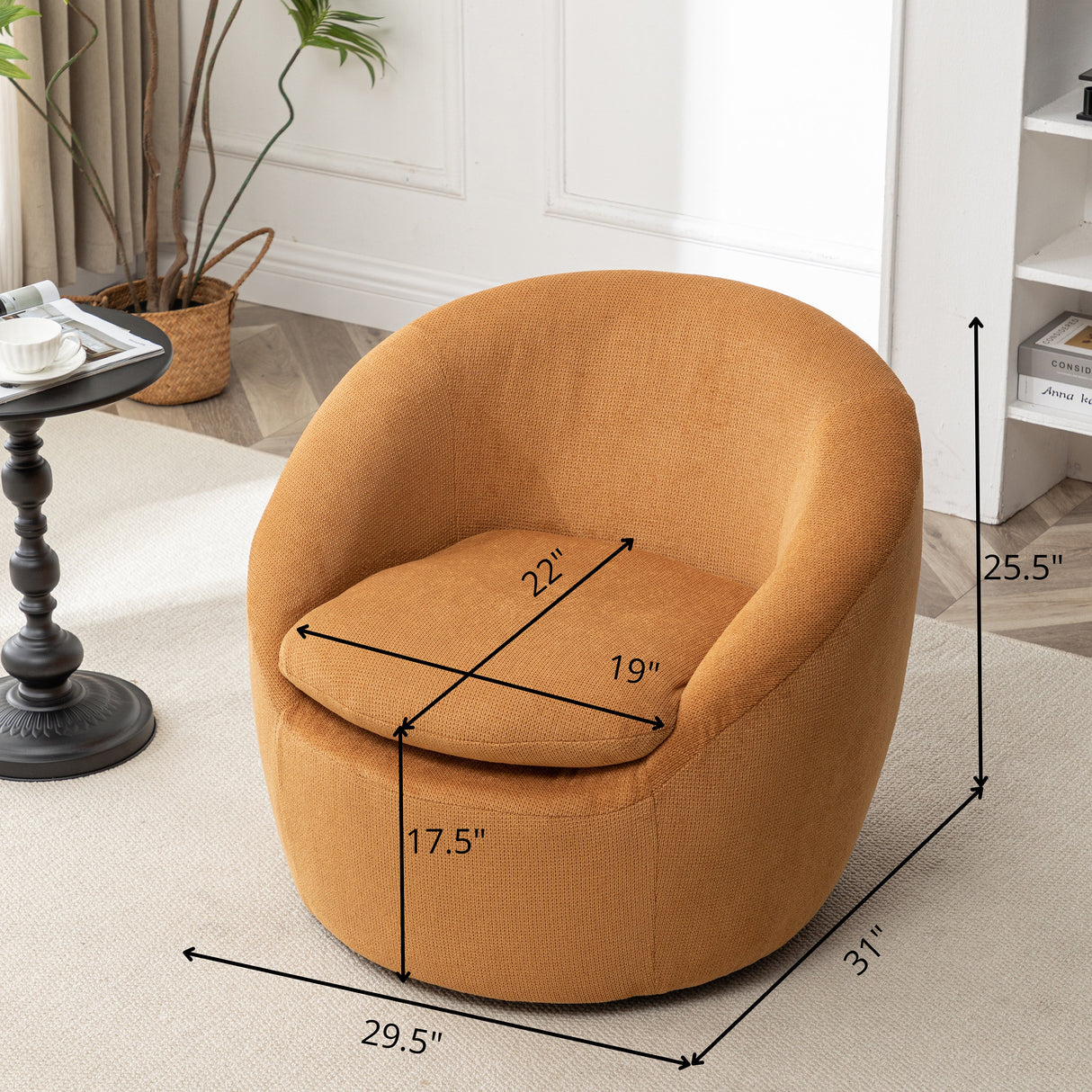 Winnie Modern Teddy Fabric Swivel Barrel Chair