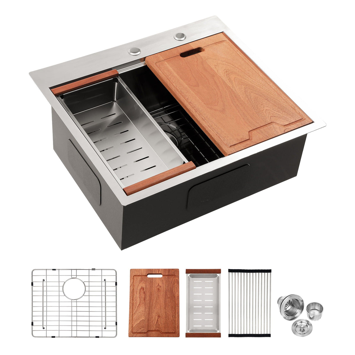 Stainless Steel Drop In Kitchen Sink with Workstation - Gray or Gold