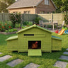 70" Large Wooden Chicken Coop with Nesting Boxes and Waterproof Roof - Green or Brick Red