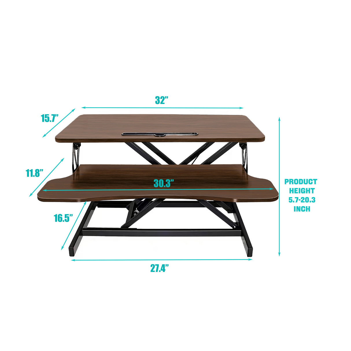 32 Inch Desk Converter - Height Adjustable Workstation
