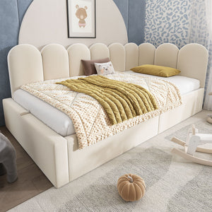 Upholstered Daybed With Metal Slatted Base