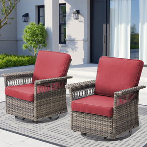 2 Piece Swivel Rocker Patio Chairs Set with Thick Cushions