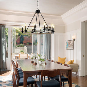 32" Rustic Farmhouse 10-Light Candle Chandelier