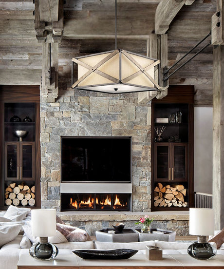 Cahoon 26"W 4-Light Anvil Iron Pendant/Semi-Flush Mount Light by Kichler