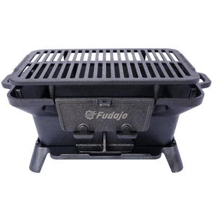 Oval Cast Iron Grill with Enamel Coating - Charcoal Tabletop Skillet