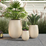 U_STYLE Lightweight Round MGO Outdoor Planter Set - 3 Sizes