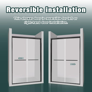 56-60"x74" Aluminum Frame Double Sliding Shower Door