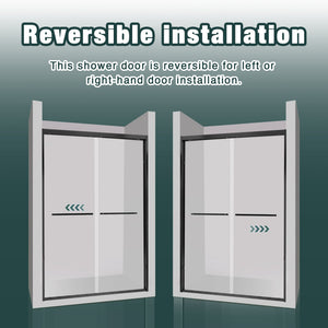 56-60"x74" Aluminum Frame Double Sliding Shower Door