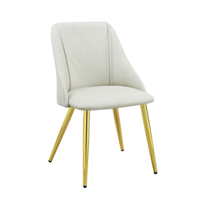 White Synthetic Leather Side Chair Set of 2 with Chrome Legs