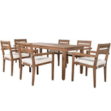 7 Pieces Acacia Wood Outdoor Dining Set with Cushions