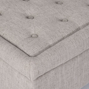 Dean - Fabric Storage Wide Tufted Rectangle Ottoman - Gray