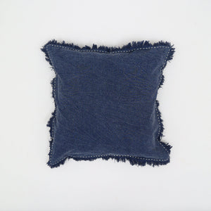 Handcrafted Cotton-Linen Fringe Throw Pillow - 22"