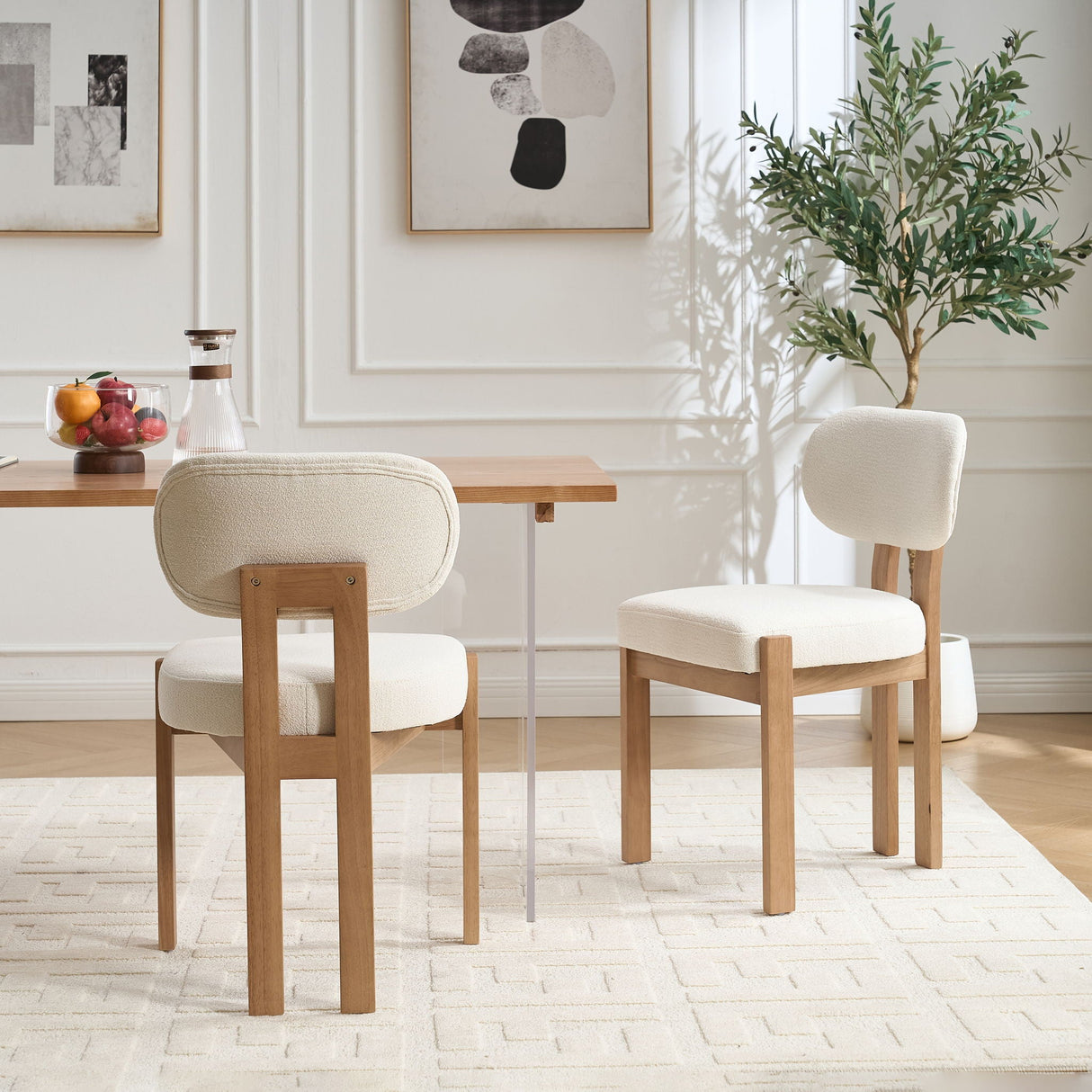 Dining Chairs With Ergonomic Backrest And Adjustable Feet (Set of 2)