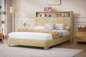 Queen Size Bed Frame With Storage Headboard